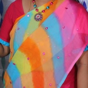 Rainbow color saree